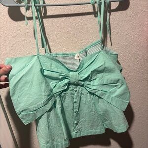Mint Green Bow Detail Women's Top